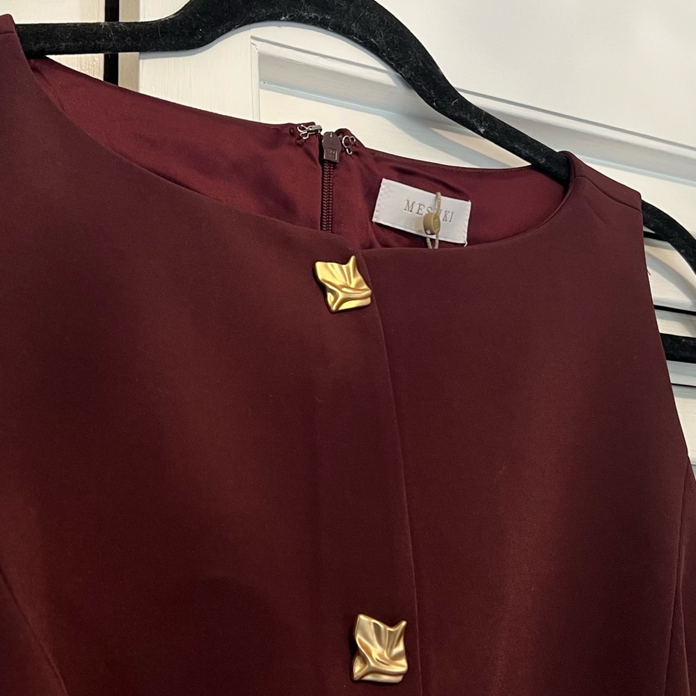 Pleated Mini Dress in Burgundy - Picture 4 of 7